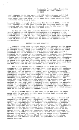 HENRY VILLARD HOUSES (In Part), 451-455 Madison Avenue and 29 1/2 East 50Th Street , Borough of Manhattan