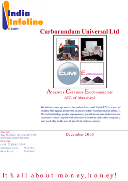 It's All About Money, Honey! Carborundum Universal