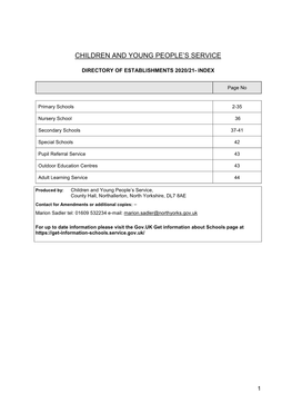 Directory of Establishments 2020/21- Index