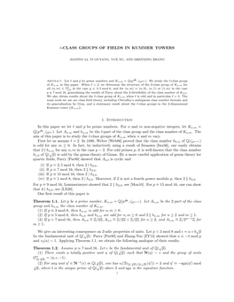 ℓ-CLASS GROUPS of FIELDS in KUMMER TOWERS 1. Introduction in This Paper We Let ℓ and P Be Prime Numbers. for N and M Non-Neg