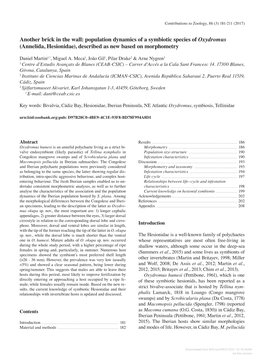 Another Brick in the Wall: Population Dynamics of a Symbiotic Species of Oxydromus (Annelida, Hesionidae), Described As New Based on Morphometry