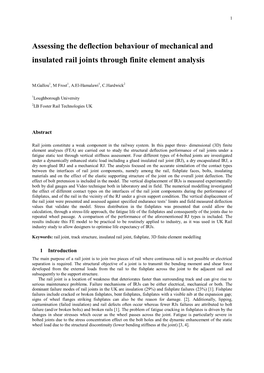 Assessing the Deflection Behaviour of Mechanical and Insulated Rail Joints Through Finite Element Analysis