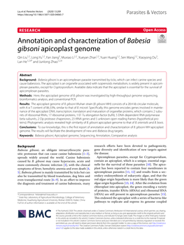 Annotation and Characterization of Babesia Gibsoni Apicoplast Genome