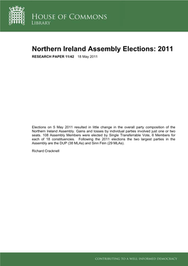 Northern Ireland Assembly Elections 2011
