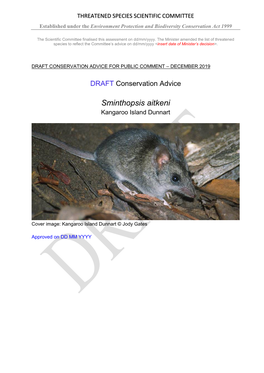 Draft Conservation Advice for the Kangaroo Island Dunnart