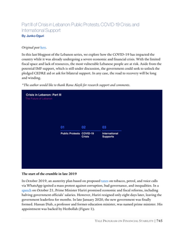 Part III of Crisis in Lebanon: Public Protests, COVID-19 Crisis, and International Support by Junko Oguri