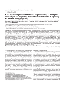 Gene Expression Profiles in the Bovine Corpus Luteum