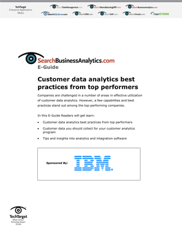 Customer Data Analytics Best Practices from Top Performers