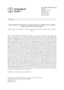 Biomechanical Contribution of Spinal Structures to Stability of the Lumbar Spine-Novel Biomechanical Insights