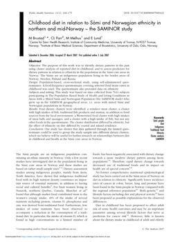 Childhood Diet in Relation to Sa´Mi and Norwegian Ethnicity in Northern and Mid-Norway – the SAMINOR Study