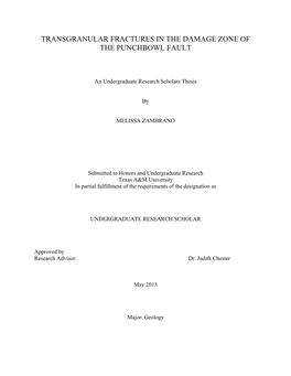 Transgranular Fractures in the Damage Zone of the Punchbowl Fault