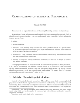 Classification of Elements. Periodicity