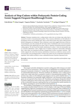 Analysis of Stop Codons Within Prokaryotic Protein-Coding Genes Suggests Frequent Readthrough Events