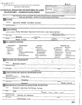 Bellevue Avenue Historic District - 7 - 2 -- CONTINUATION SHEET ITEM NUMBER PAGE