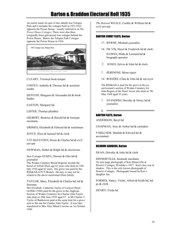 Barton & Braddon Electoral Roll 1935