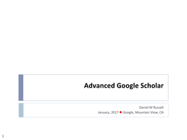 Advanced Google Scholar
