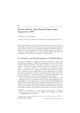 The Chemical Restraints Imposed by ATP