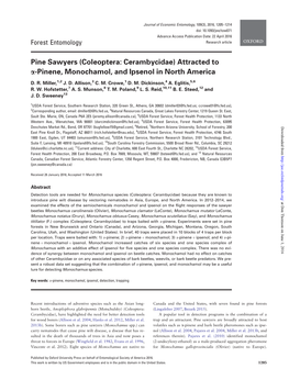 Coleoptera: Cerambycidae) Attracted to A-Pinene, Monochamol, and Ipsenol in North America