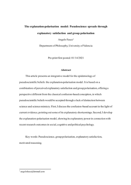 The Explanation-Polarisation Model: Pseudoscience Spreads Through