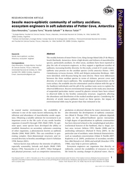 Sessile Macro-Epibiotic Community of Solitary Ascidians, Ecosystem