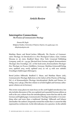 Article Review Interruptive Connections