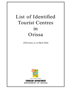 List of Identified Tourist Centres in Orissa