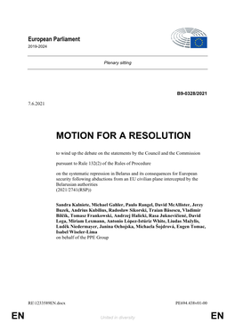 En En Motion for a Resolution