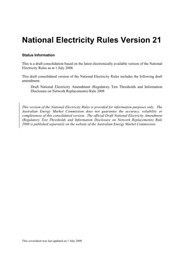 Mark up of National Electricity Rules
