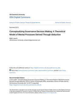 Conceptualizing Governance Decision Making: a Theoretical Model of Mental Processes Derived Through Abduction