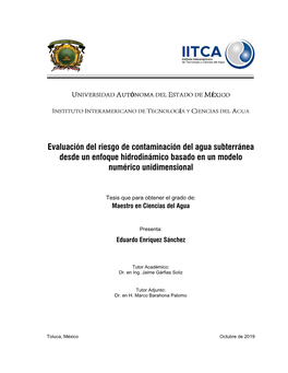 Evaluación Del Riesgo De Contaminación Del Agua Subterránea Desde Un Enfoque Hidrodinámico Basado En Un Modelo Numérico Unidimensional