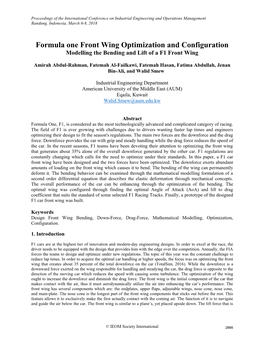 Formula One Front Wing Optimization and Configuration Modelling the Bending and Lift of a F1 Front Wing