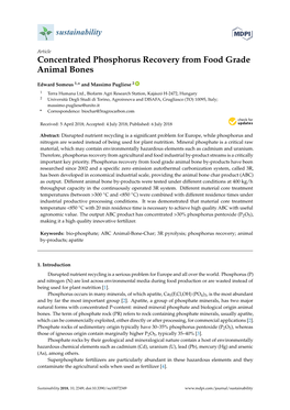 Concentrated Phosphorus Recovery from Food Grade Animal Bones