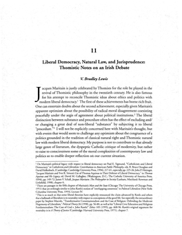 Liberal Democracy, Natural Law, and Jurisprudence: Thomistic Notes on an Irish Debate