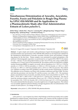 Simultaneous Determination of Aesculin, Aesculetin, Fraxetin