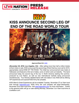 Kiss Announce Second Leg of End of the Road World Tour