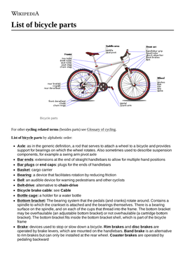 List of Bicycle Parts