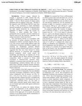 STRUCTURE of the UPPER ICE MANTLE of TRITON. J. Ruiz1 and A