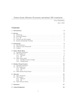 Video Game Motion Planning Reviewed NP-Complete Contents