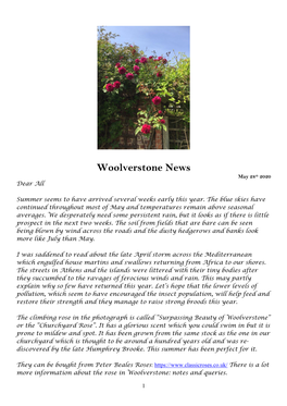 Woolverstone News May 28Th 2020 Dear All