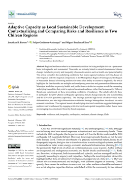 Adaptive Capacity As Local Sustainable Development: Contextualizing and Comparing Risks and Resilience in Two Chilean Regions