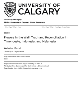Flowers in the Wall: Truth and Reconciliation in Timor-Leste, Indonesia, and Melanesia