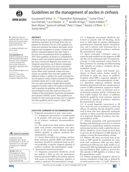 Guidelines on the Management of Ascites in Cirrhosis Gut: First Published As 10.1136/Gutjnl-2020-321790 on 16 October 2020