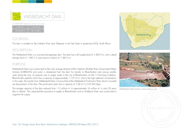 Welbedacht Dam Wasconstructed Mainstorage Asthe Water Caledon–Modderrivergovernment Elementofthe Purpose Storage Levelof1,385.2 Mandreservoir At1,383.2 M