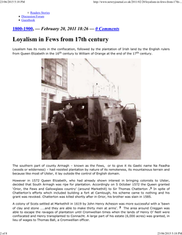 Loyalism in Fews from 17Th Century