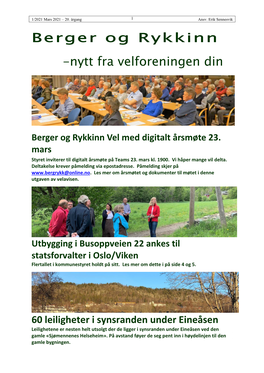 Berger Og Rykkinn -Nytt Fra Velforeningen