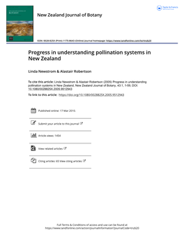 Progress in Understanding Pollination Systems in New Zealand