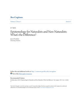 Epistemology for Naturalists and Non-Naturalists: Whatâ•Žs The