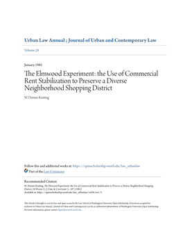 The Use of Commercial Rent Stabilization to Preserve a Diverse Neighborhood Shopping District W