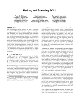 Hacking and Extending ACL2∗