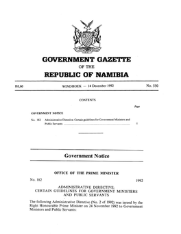 Government Gaze1=J'e. Republic of Namibia